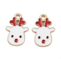 Олень Рождественские эмали сплава подвески, золотой свет, олень, 18x12.5x1 мм, отверстие : 1.8 мм