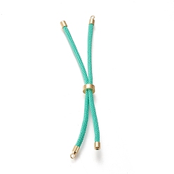 Medium Turquoise Nylon Twisted Cord Bracelet Making, Slider Bracelet Making, with Eco-Friendly Brass Findings, Round, Golden, Medium Turquoise, 8.66~9.06 inch(22~23cm), Hole: 2.8mm, Single Chain Length: about 4.33~4.53 inch(11~11.5cm)