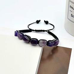 Аметист Браслеты из плетеных бусин из натурального аметиста в форме куба, 6-1/2~11 дюйм (16.5~28 см)