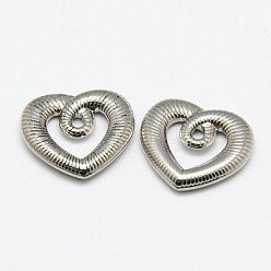 Stainless Steel Color Tarnish Resistant 304 Stainless Steel Textured Pendants, Wire Heart, Stainless Steel Color, 18x21x4.5mm, Hole: 2x3mm