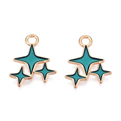 Темный Голубой Подвески из эмали и сплава, золотой свет, без свинца и без кадмия, звезда очарование, темные голубые, 18x14x1 мм, отверстие : 2 мм