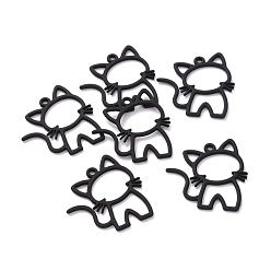 Черный Акриловые подвески краскораспылительные, кошка, чёрные, 27x24x1 мм, отверстие : 1.6 мм