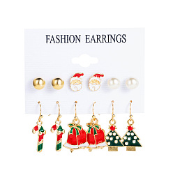(52) Непрозрачная лаванда 6 пары комплектов серег из сплава и эмали, Новогодняя тема, золотые, разноцветные