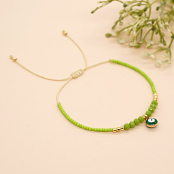 Желто-Зеленый Стеклянный глаз браслет летний пляжный отдых бисерные украшения простой стильный аксессуар