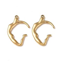Real 18K Gold Plated Ion Plating(IP) 304 Stainless Steel Pendants, Real 18K Gold Plated, 31x21x3mm, Hole: 1.6mm