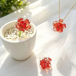 Rouge Main bagues de Murano, fleur, rouge, 17mm