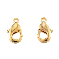 Настоящее золото 18K Латуни хлопки когтя омара, без никеля , реальный 18 k позолоченный, 10x6x2.5 мм, отверстие : 1 мм