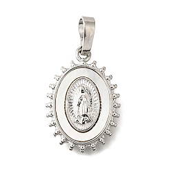 Платина Подвески латунный корпус, без кадмия и без свинца, Дева Мария, платина, 19x13x2.2 мм, отверстие : 4x6.5 мм