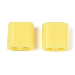 Желтый Пластиковые бусины abs, квадратный, 2-луночное, подходит для 5~6мм шнура, желтые, 15x15x8.5 мм, отверстие : 4.8 мм