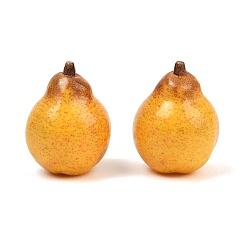Pear Бусины из непрозрачной смолы из фруктовой серии, имитация еды, желтые, груша, 20.5x16 мм, отверстие : 1.5 мм