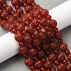 Красный Агат Природного сердолика нитей бисера, тыква, окрашенная и подогревом, 10 мм, отверстие : 1.2 мм, около 25 шт / нитка, 15.35'' (39 см)
