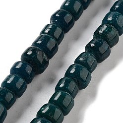 Dark Slate Gray Handmade Nepalese Lampwork Beads, Barrel, Dark Slate Gray, 10.5~11x8~8.5mm, Hole: 3.5mm, about 80pcs/strand, 25.39''(64.5cm)