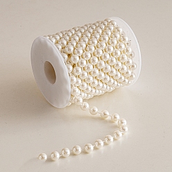 Бежевый Рождественская пластиковая гирлянда из жемчуга и бисера для украшения елки своими руками, бежевые, 8 мм, 5 м / рулон