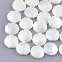 Seashell Color Acrylic Imitation Pearl Beads, AB Color, Flat Round, Seashell Color, 21x5mm, Hole: 1.5mm