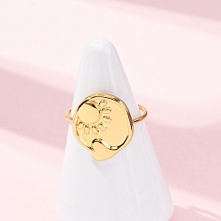 Солнце Регулируемые 304 манжеты из нержавеющей стали с открытыми кольцами, реальный 18 k позолоченный, солнце, внутренний диаметр: 18 мм