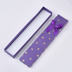 Mixed Color Cardboard Necklaces or Bracelets Boxes, with Bowknot and Sponge Inside, Rectangle, Mixed Color, 21x4.4x2.1cm