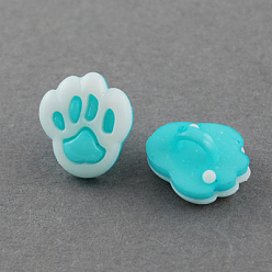 Mixed Color Acrylic Shank Buttons, 1-Hole, Dyed, Paw, Mixed Color, 19x17x8mm, Hole: 4x2mm