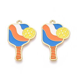 Золотой Спортивные подвески из эмалевого сплава, талисманы для пиклбола, золотые, 35.5x22x1 мм, отверстие : 1.6 мм