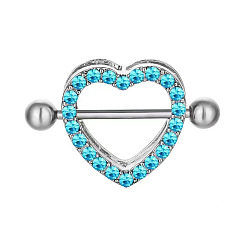 Нержавеющая Сталь Цвет 304 Кольца для сосков из нержавеющей стали со стразами, булавки для пирсинга сосков, цвет нержавеющей стали, 19 мм, штифты : 1.6 мм, Руководитель: 5 mm