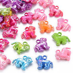(52) Непрозрачная лаванда Пластиковые подвески, AB цвет, лев, разноцветные, 17.5x22x6.5 мм, отверстие : 2.5 мм, около 640 шт / упаковка