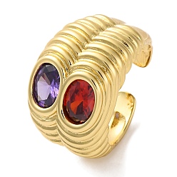 Настоящее золото 18K Открытые манжеты из латуни с цирконием для женщин, без свинца и без кадмия, долговечный, реальный 18 k позолоченный, 16.5 мм