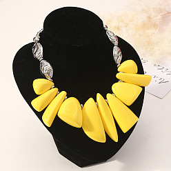 Желтый Ожерелья из нерегулярных бусин из смолы, ювелирные изделия из сплава для женщин, платина, желтые, 17.72 дюйм (45 см)