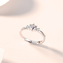 Платина Регулируемые латунные манжеты с кубическим цирконием и паве для женщин, платина, внутренний диаметр: 15~20 мм