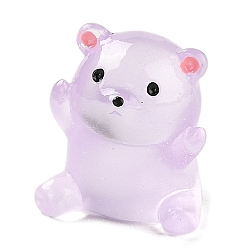 Лиловый Медведь, светящиеся украшения из смолы, светится в темноте, украшения для рабочего стола в автомобиле или домашнем офисе, сирень, 16x17x20 мм