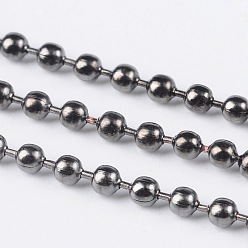 Gunmetal Iron Ball Chains, Soldered, Gunmetal, with Spool, Bead: about 2mm in diameter, about 328.08 Feet(100m)/roll