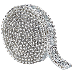 Crystal Glass Hotfix Rhinestone Beaded Trim, Iron On Applique Chain Sewing Accessories, for Clothes, Bag, Shoes, Wedding, Party Decorationn, Crystal, 15x3mm, about 1yard(0.91m)/bag