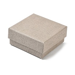 Светло-коричневый Витрины для ювелирных изделий из бумаги, футляры для хранения колец, серег, ожерелий, браслетов, с губкой, квадратный, загар, 7.6x7.6x3.4 см