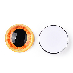 Dunkelorange Glas cabochons, halbrund mit Auge, dunkelorange, 20x6.5 mm