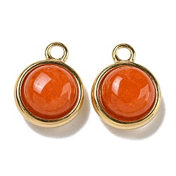 Нефрит Природного нефрита окрашенных подвески, 304 полукруглые подвески из нержавеющей стали, золотые, 20x15.5x9 мм, отверстие : 3 мм