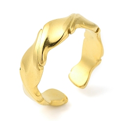 Настоящее золото 18K Twist 304 открытые кольца-манжеты из нержавеющей стали для женщин, реальный 18 k позолоченный, 6 мм, регулируемый