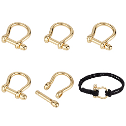 Настоящее золото 18K 5шт. латунные D-образные скобы для крепления, стойки покрытие, долговечный, без кадмия и без свинца, реальный 18 k позолоченный, 25x24x7 мм