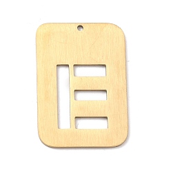 Letter E Ionenbeschichtung (IP) 304 Edelstahlanhänger, Rechteck mit Alphabet, hohl, letter.e, 32x22x1 mm, Bohrung: 1.5 mm