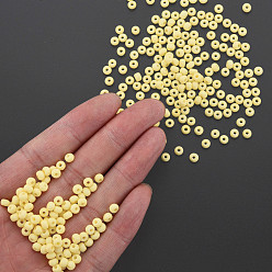 Yellow 6/0 Glass Seed Beads, Macaron Color, Round Hole, Round, Yellow, 4~4.5x3mm, Hole: 1~1.2mm, about 4500pcs/bag, about 450g/bag.