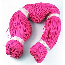 Fuchsia Round Waxed Polyester Cord, Taiwan Waxed Cord, Twisted Cord, Fuchsia, 1mm, about 415.57 yards(380m)/bundle