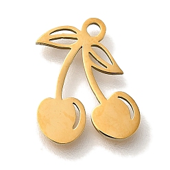 Вишня 201 подвески из нержавеющей стали, фруктовые прелести, вишня, 12.5x10x1 мм, отверстие : 1.2 мм