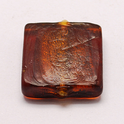 Сиена Бусины ручной работы бусины серебряной фольгой, квадратный, цвет охры, 20x20x6 мм