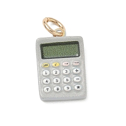 Gainsboro Spray Painted Brass Pendants, Calculator Charms, Golden, Gainsboro, 17x11x3.5mm, Hole: 3.8mm