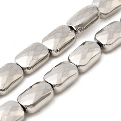 с Платиновым Покрытием Стеклянные бусины с гальваническим покрытием , прямоугольные, граненые, с покрытием платиным, 9x6x4 мм, отверстие : 1 мм, около 46 шт / нитка, 16.14'' (41 см)