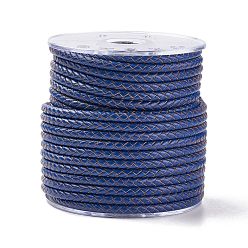 Средно-синий Оплетенный шнур из натуральной кожи, кожаный шнур ювелирных изделий, ювелирные изделия DIY делает материал, светло-синий, 5 мм, около 21.87 ярдов (20 м) / рулон
