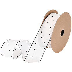 Polka Dot 1рулонные полиэстеровые шифоновые ленты с печатью, аксессуары для одежды, подарочная упаковка, чёрные, узор в горошек, 1-5/8 дюйм (40 мм), 10 ярдов / ролл