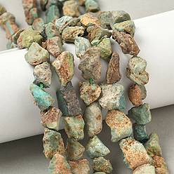 Бирюза из Хубэя Необработанные грубые натуральные бусины из бирюзы Хубэй, самородки, 6~24x7~16x4~10 мм, отверстие : 1 мм, около 25~38 шт / нитка, 15.35~15.94'' (39~40.5 см)