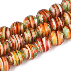 (932FM) Темно-синий аква-матовый с подкладкой Бусы лэмпворк ручной работы, круглые, два тона, темно-золотистые, 11~12.5 мм, отверстие : 1~1.5 мм, около 30 шт / нитка, 13.19~13.58'' (33.5~34.5 см)