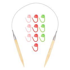 Платина 1 круговые спицы из бамбука, с 10шт. АБС-пластик для вязания крючком, держатель для маркеров петель, платина, 580 мм