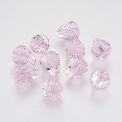 Pink Imitation Austrian Crystal Beads, Grade AAA, Faceted, Drop, Pink, 10x12mm, Hole: 0.9~1.5mm