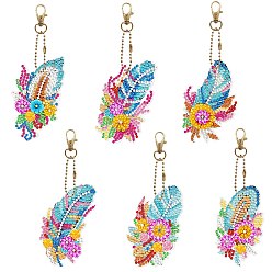 Feather DIY Diamond Painting Pendant Decoration Kits, with Resin Rhinestones, Diamond Sticky Pen, Tray Plate and Glue Clay, Feather, No Size