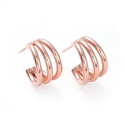 Розовое Золото Латунь серьги, серьги-кольца, с уха орехов, розовое золото , 13x7 мм, штифты : 0.7 мм